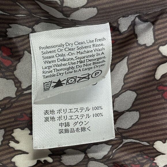 Eddie Bauer Jacket Womens Medium Brown Premium Goose Down Puffer Floral Full Zip - Picture 10 of 16